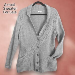 Toad&Co Targhee Grey 100% Wool Cardigan Sweater Tunic Length Button Up Womens XL